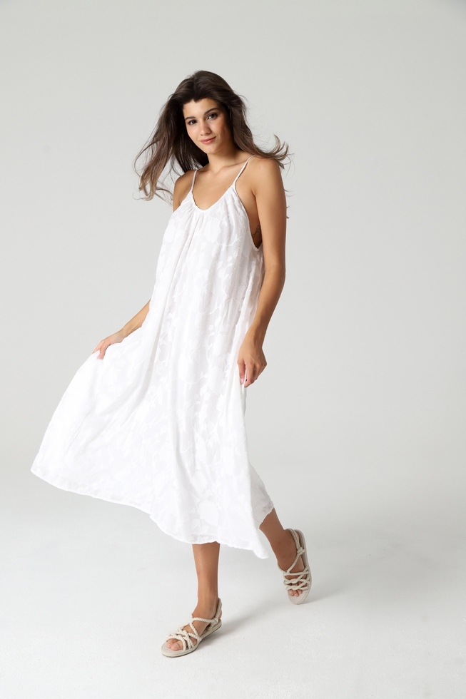 Женское белое пляжное длинное платье 3