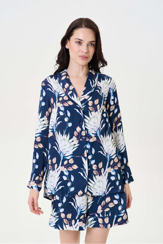  Женская домашняя рубашка с принтом 1