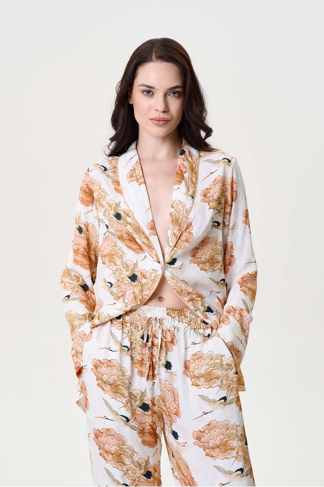 Женская домашняя рубашка с цветочным принтом  1