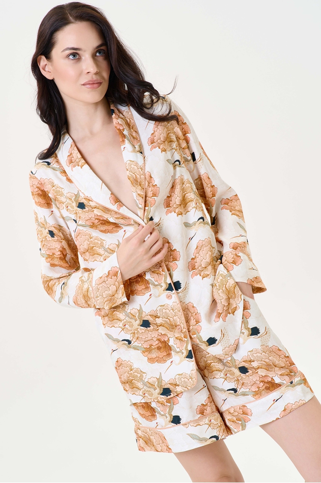 Женская домашняя рубашка с цветочным принтом  3