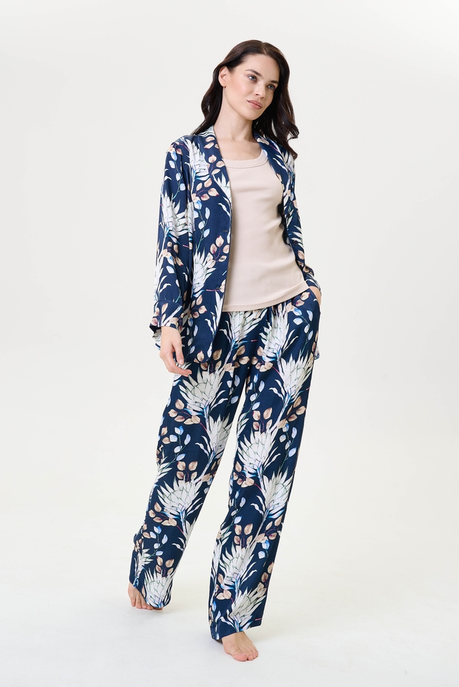 Женский домашние брюки с цветочным принтом  5