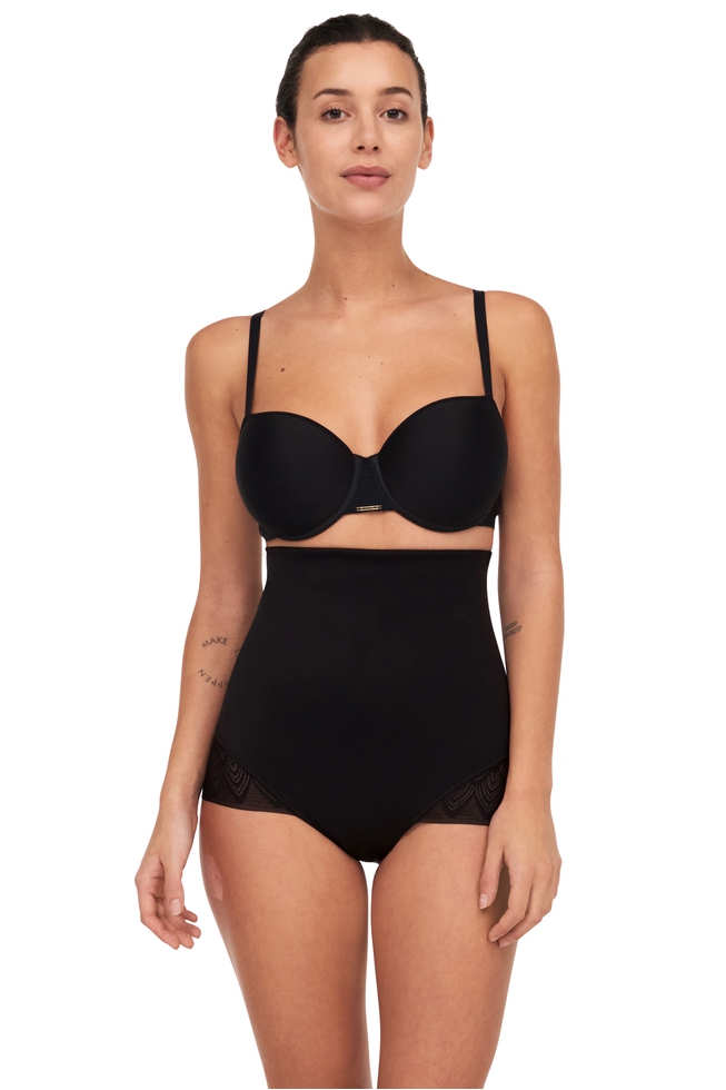 Женские черные корректирующие высокие трусы- хипстеры макси 1