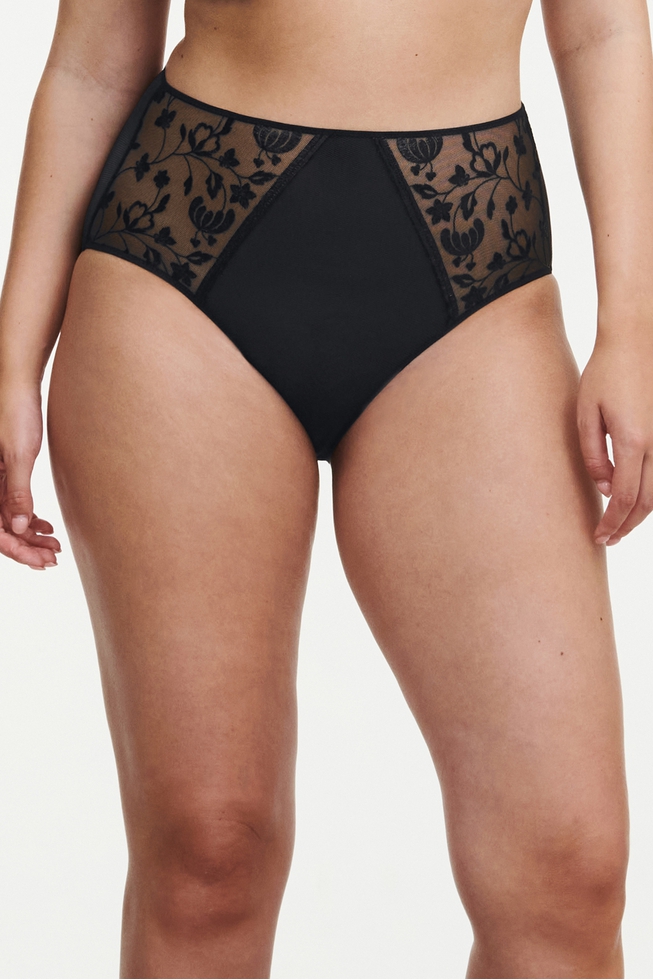 Женские высокие черные трусы-слипы 1