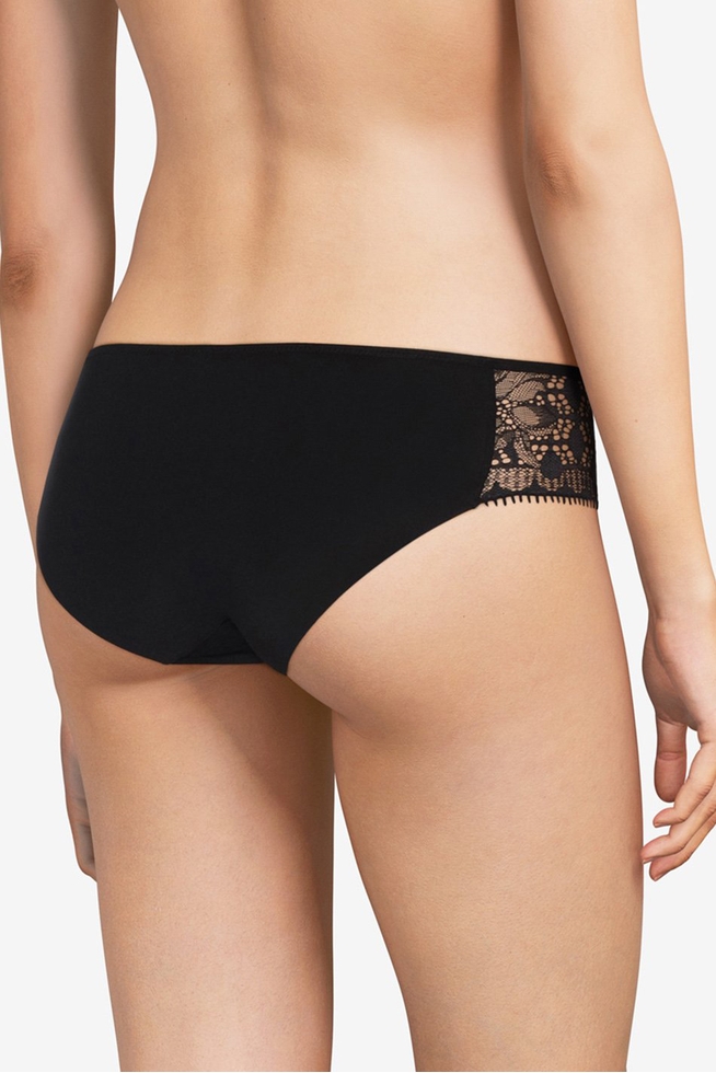 Женские черные трусы-слипы с кружевом 2