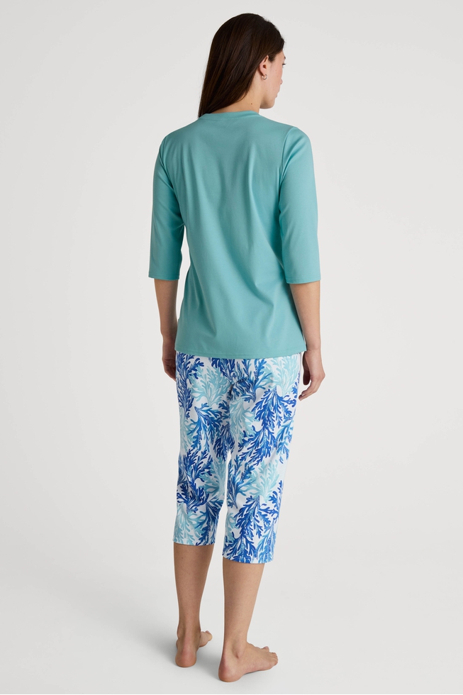  Женская хлопковая пижама с капри  2