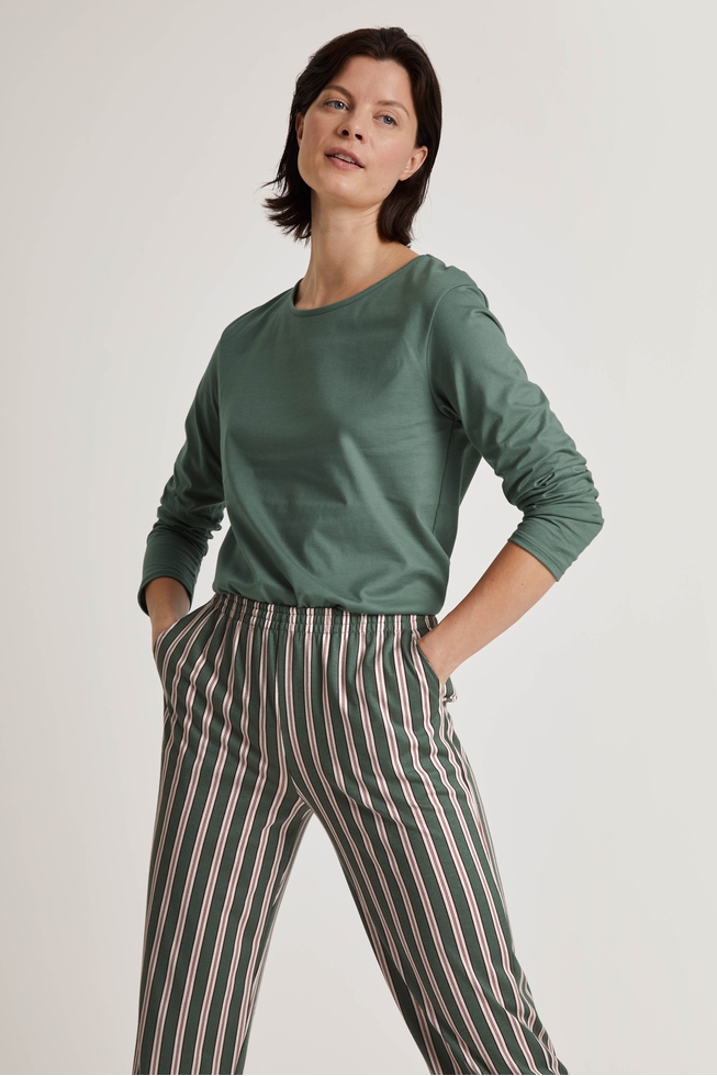  Женские домашние хлопковые брюки в полоску  5