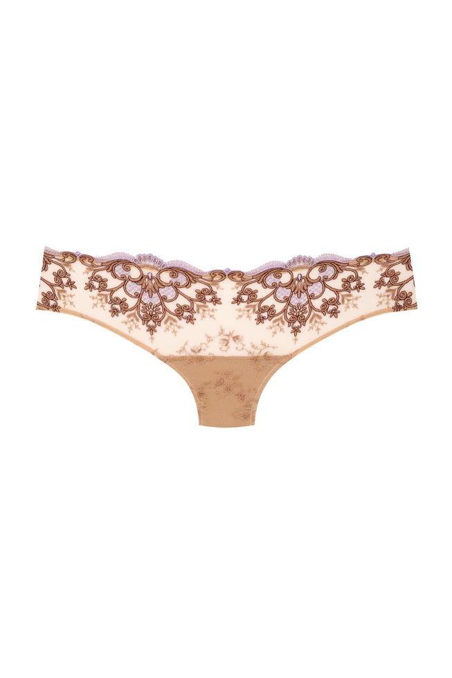 Женские бежевые трусы-танга 5