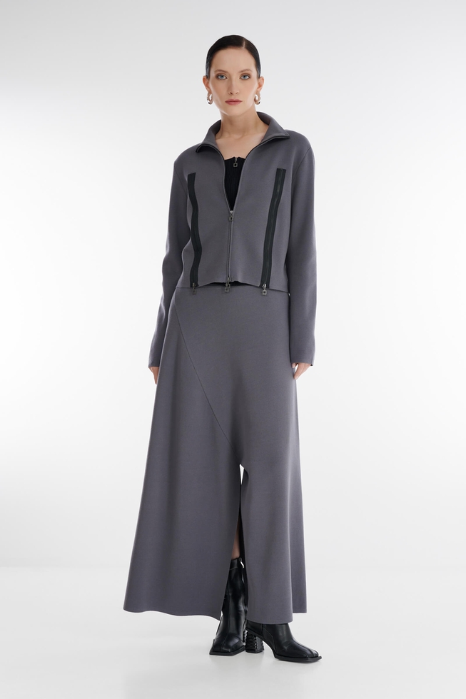 Женские серые широкие брюки 3