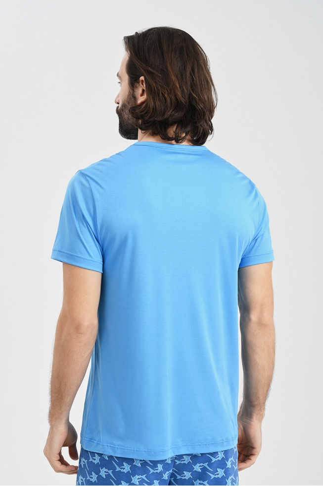 Мужская голубая домашняя футболка 2