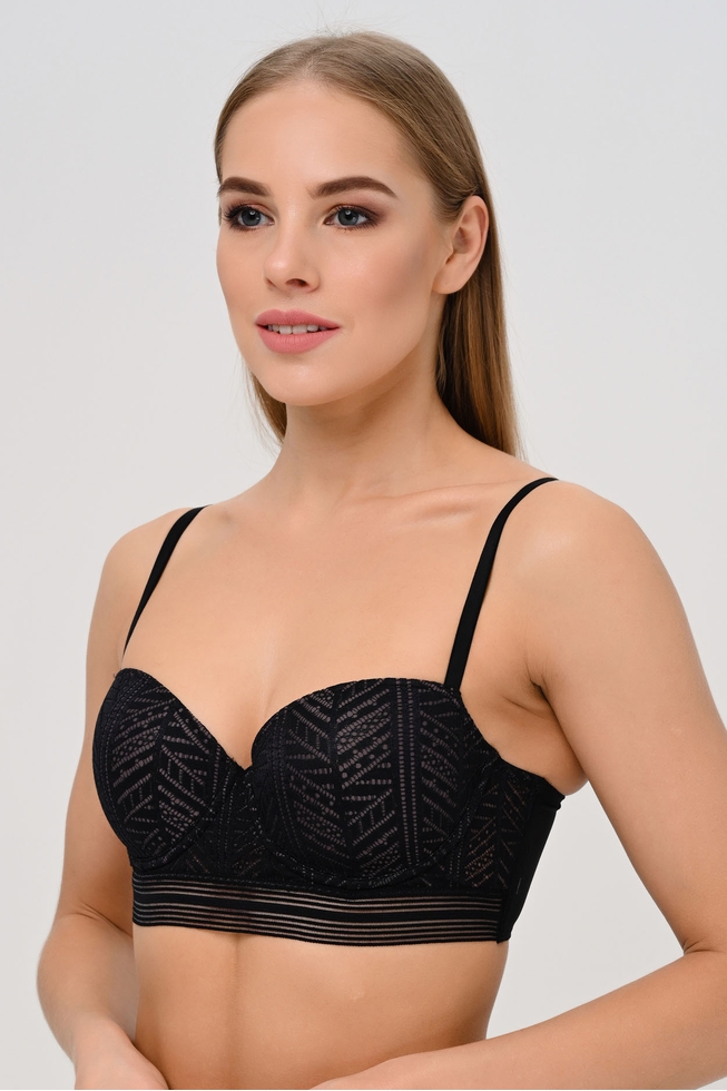  Черный бюстгальтер-топ с плотными чашками  1