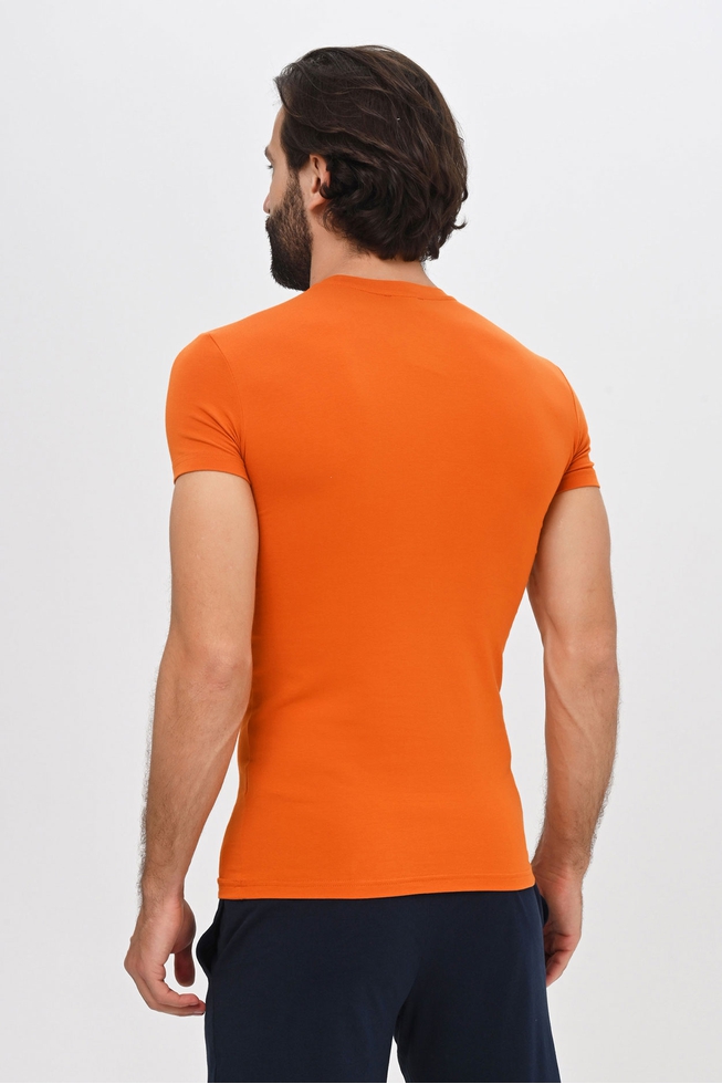 Мужская оранжевая футболка с принтом в виде логотипа 2