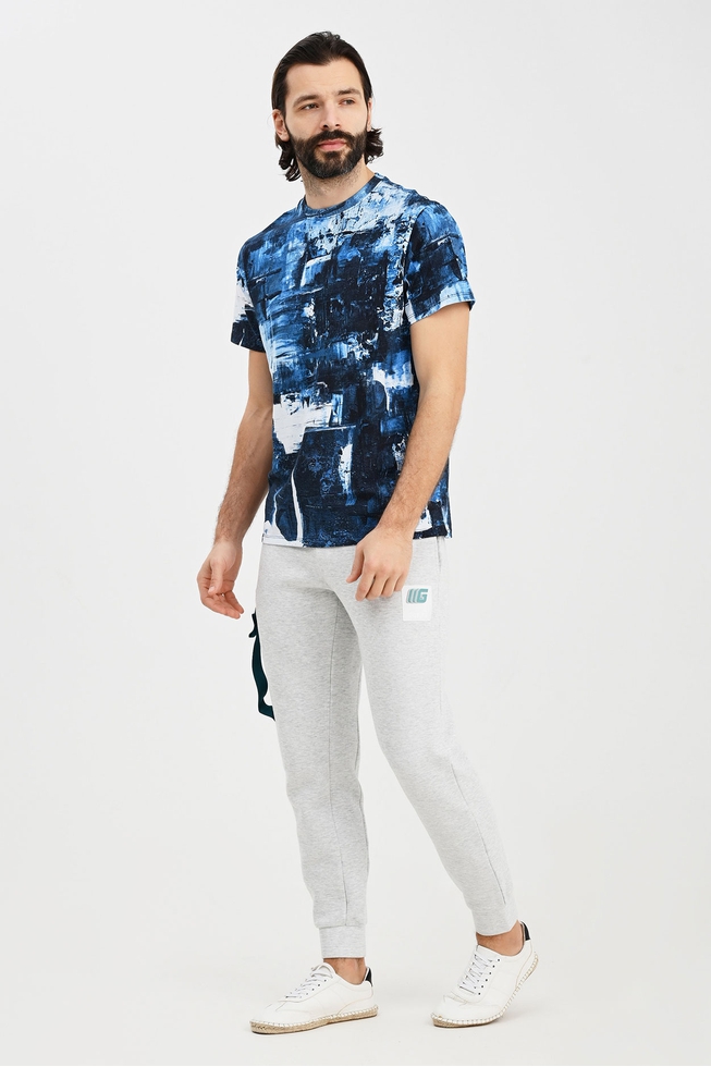 Мужская синяя хлопковая футболка 3