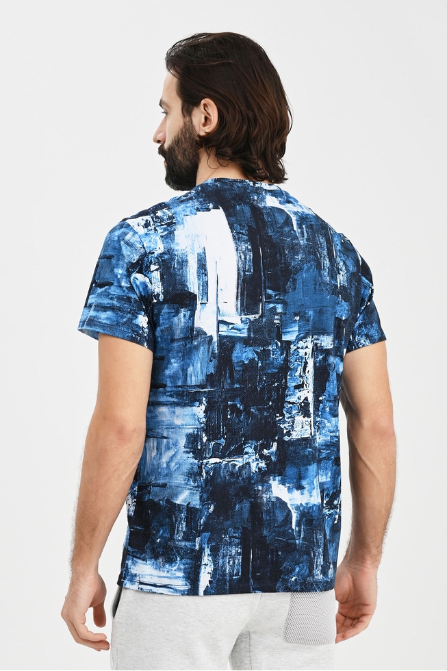 Мужская синяя хлопковая футболка 2