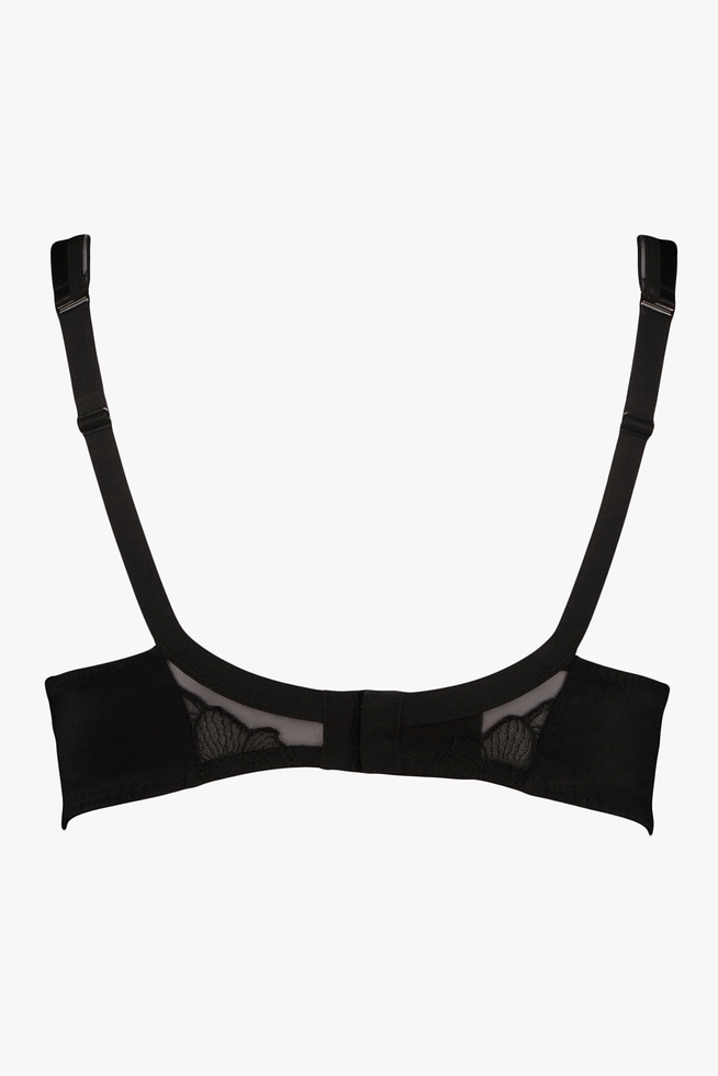 Чёрный бюстгальтер с мягкими чашками и кружевом  6