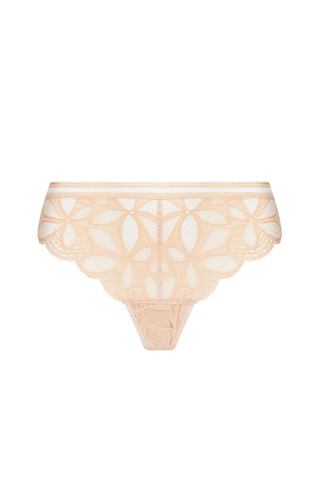  Женские бежевые трусы-танга  1