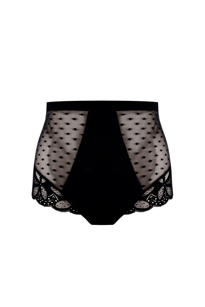 Женские черные высокие трусы-хипстеры макси 2