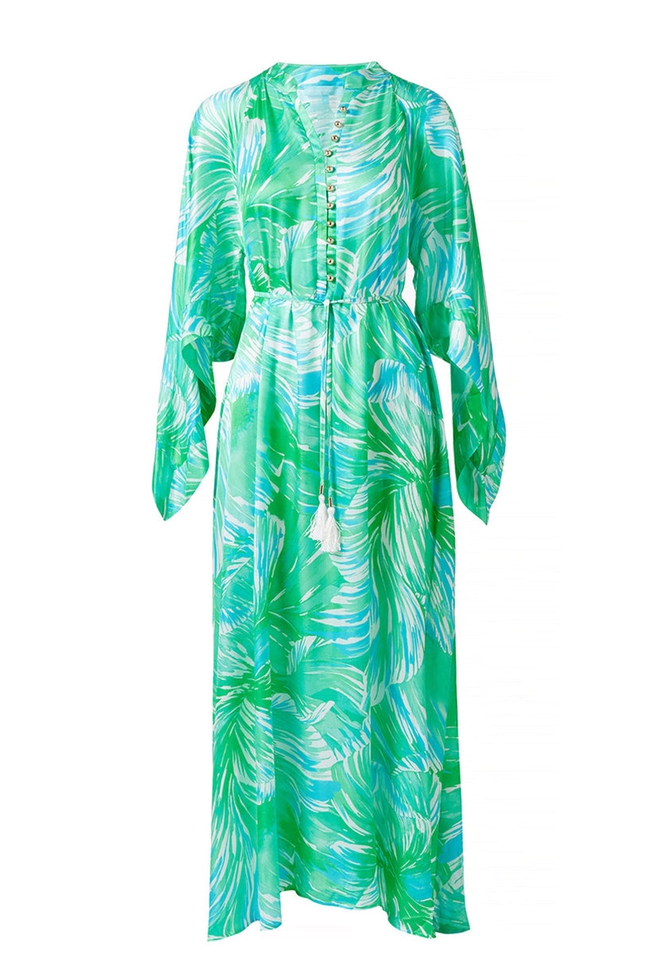 Длинное зеленое пляжное платье 5