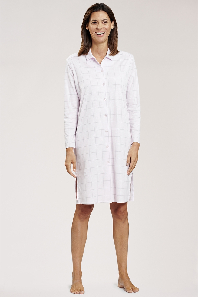 Длинная хлопковая сорочка-рубашка в клетку на пуговицах 11