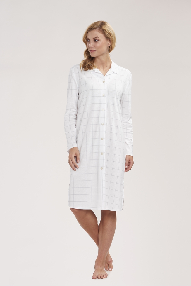 Длинная хлопковая сорочка-рубашка в клетку на пуговицах 6