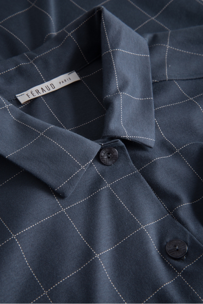 Длинная хлопковая сорочка-рубашка в клетку на пуговицах 3