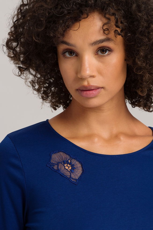 Женская синяя пижама с брюками 3