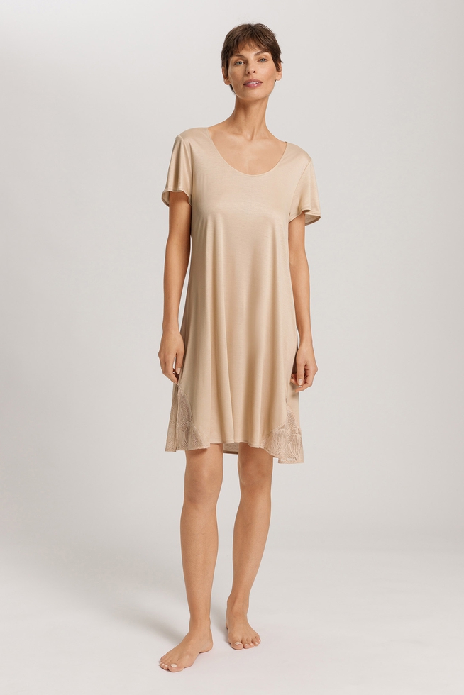  Женская бежевая сорочка миди  4