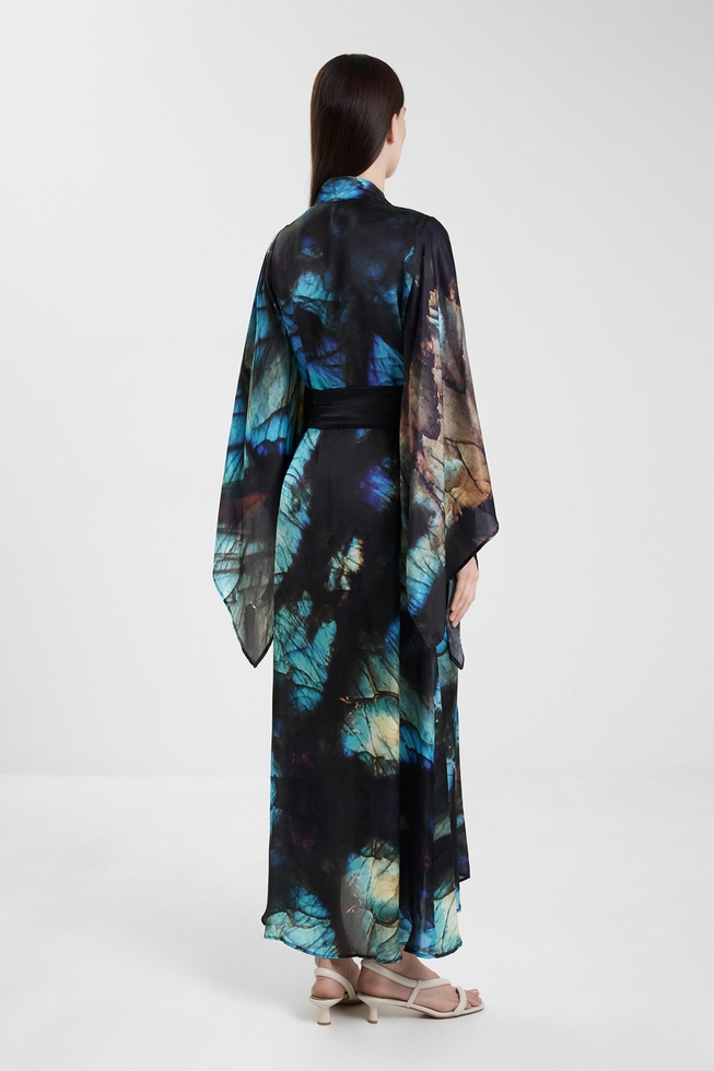 Длинное платье из шелка с принтом  2
