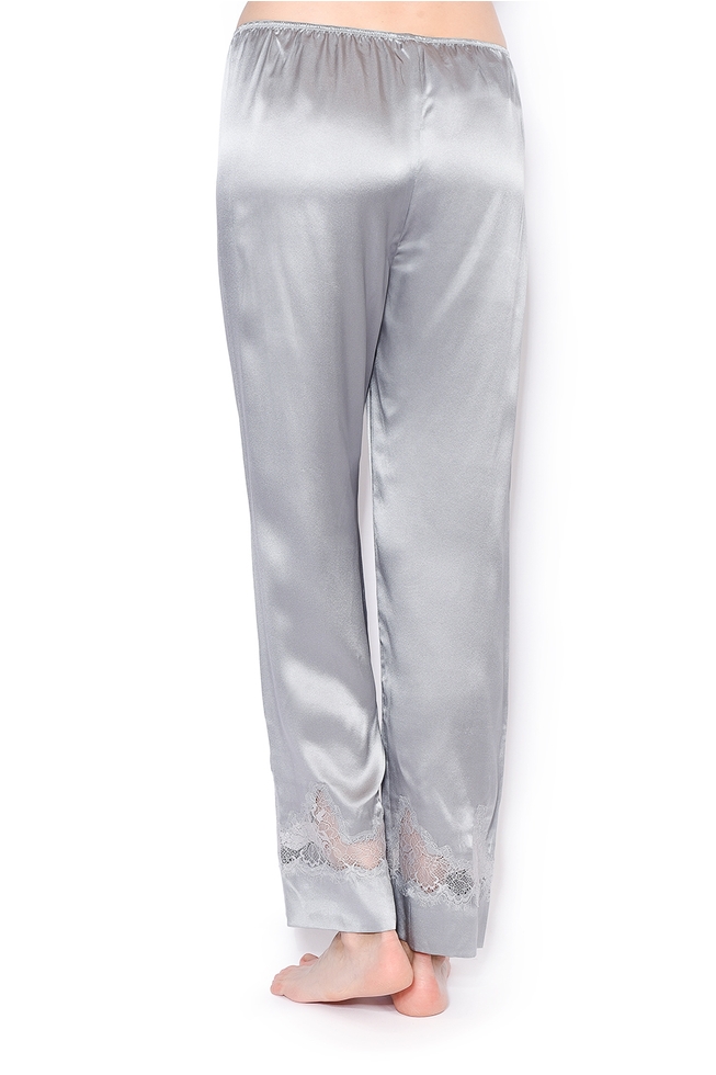 Шелковые пижамные брюки с кружевом 2
