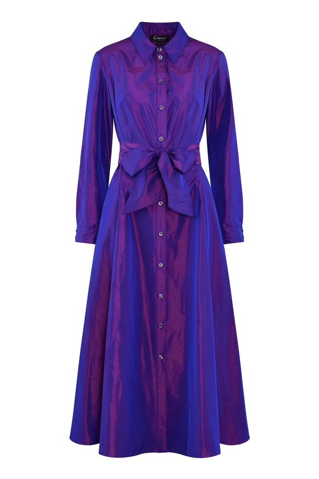 Длинное фиолетовое платье с длинными рукавами 4