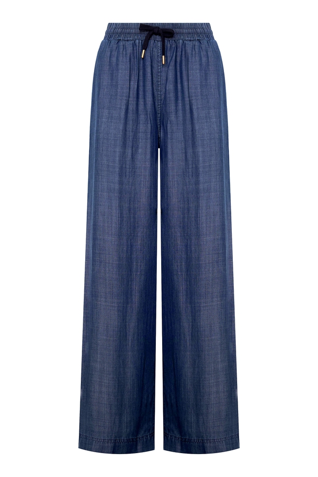 Женские широкие синие брюки 5