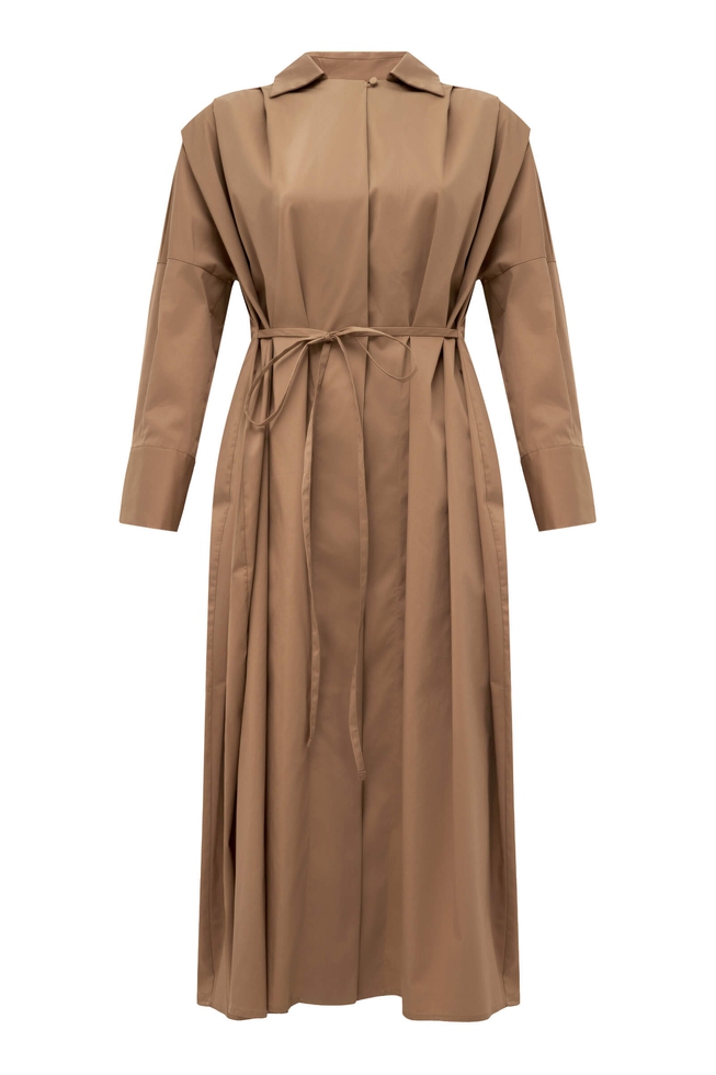 Хлопковое платье миди с укороченными рукавами 6