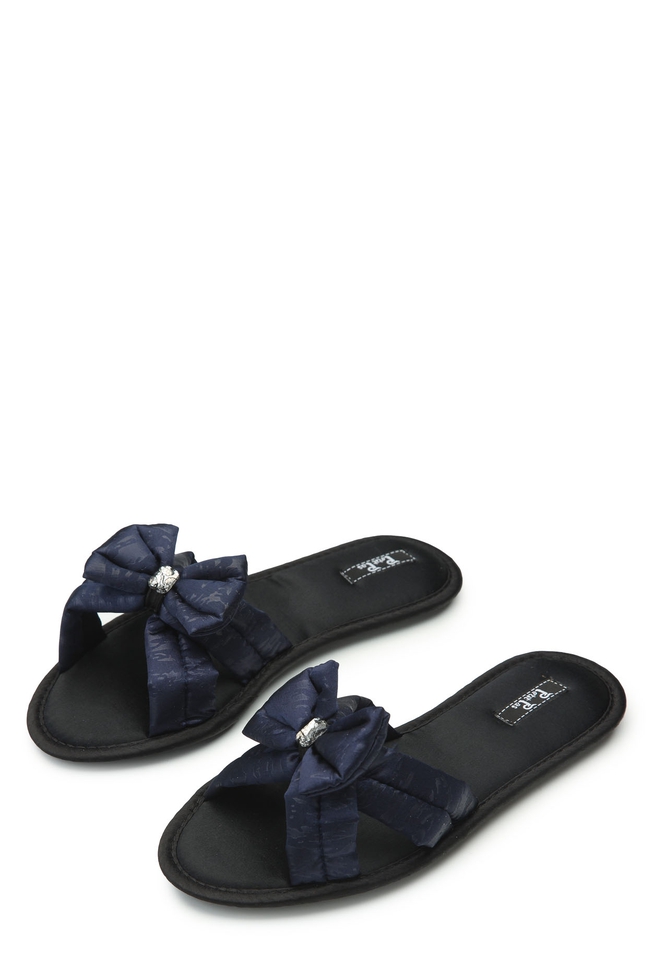 Женские синие домашние тапочки с хлопковой стелькой 3