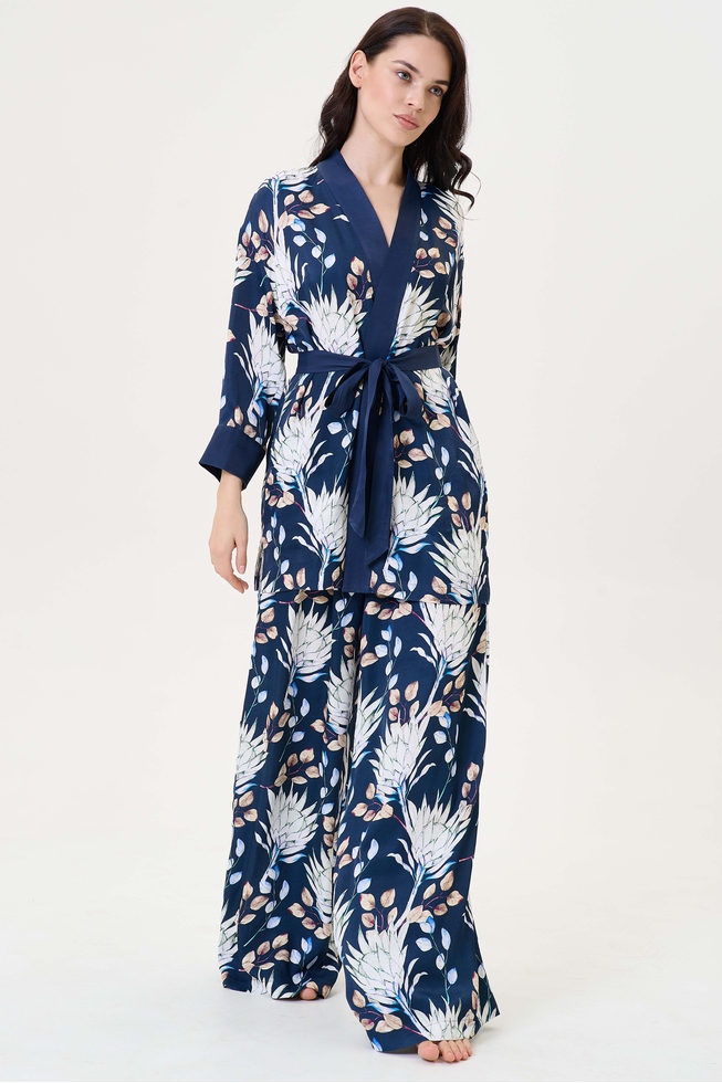  Женский домашний халат-кимоно с цветочным принтом 6