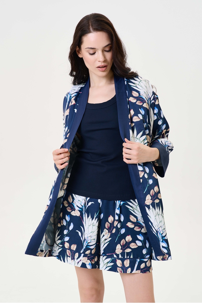  Женский домашний халат-кимоно с цветочным принтом 3