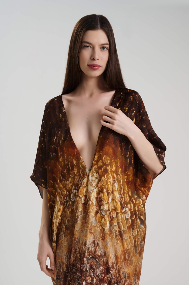 Длинное платье из шёлка с анималистичным принтом  3