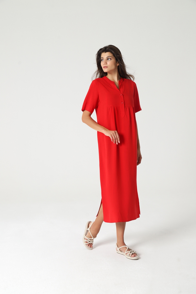 Женское красное пляжное длинное платье 1