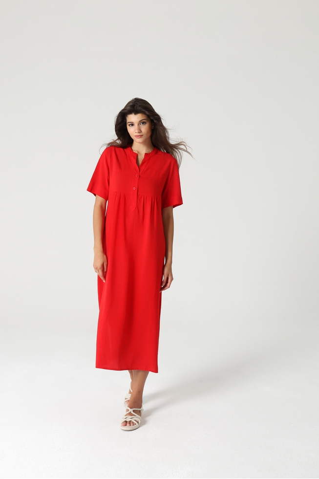 Женское красное пляжное длинное платье 3