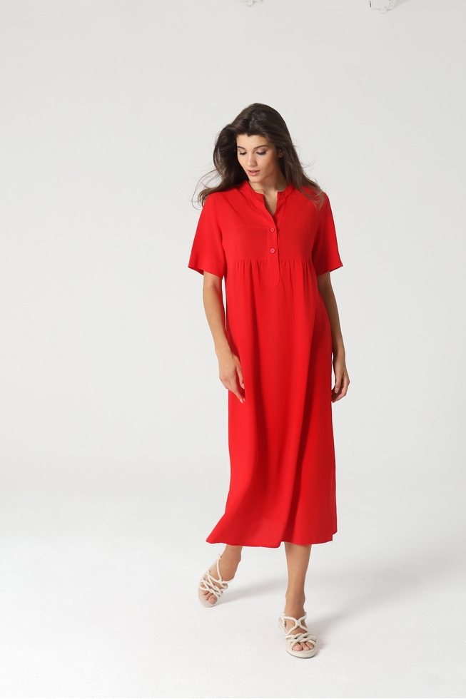 Женское красное пляжное длинное платье 4