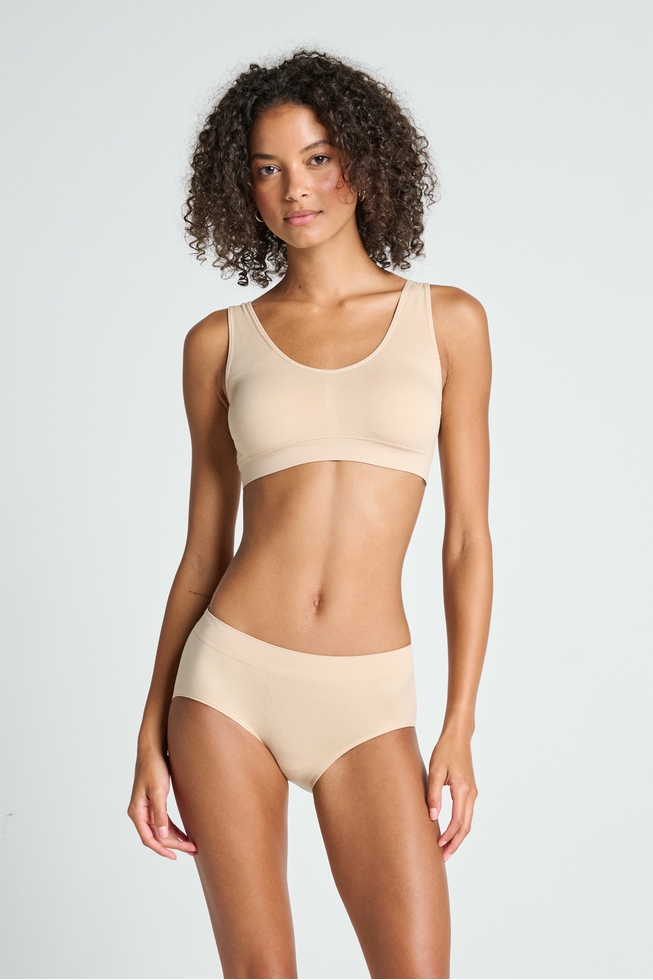 Женские бежевые трусы-хипстеры 3