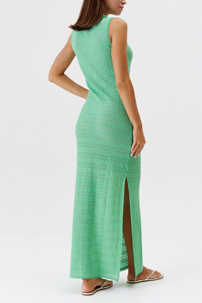 Пляжное зеленое длинное платье 4