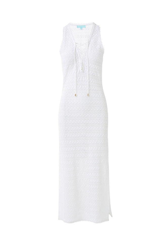 Пляжное белое длинное платье 4
