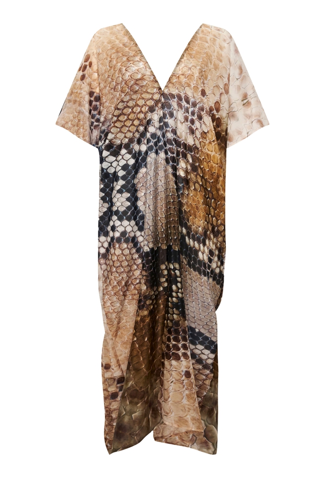 Длинное платье из шёлка с анималистичным принтом  5