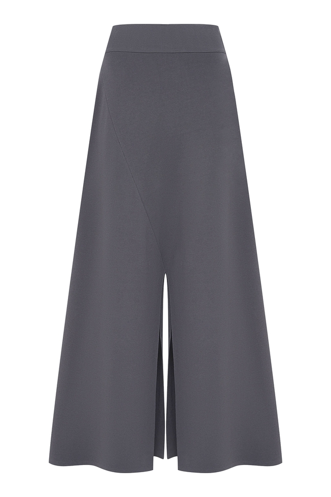 Женские серые широкие брюки 7