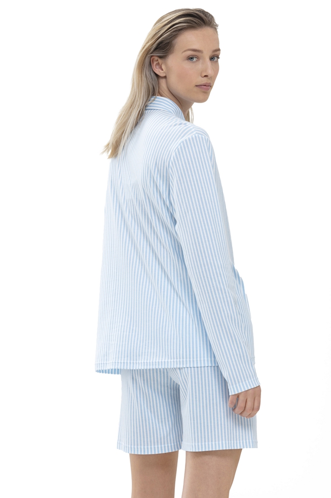 Женский домашний хлопковый топ-рубашка в полоску 2