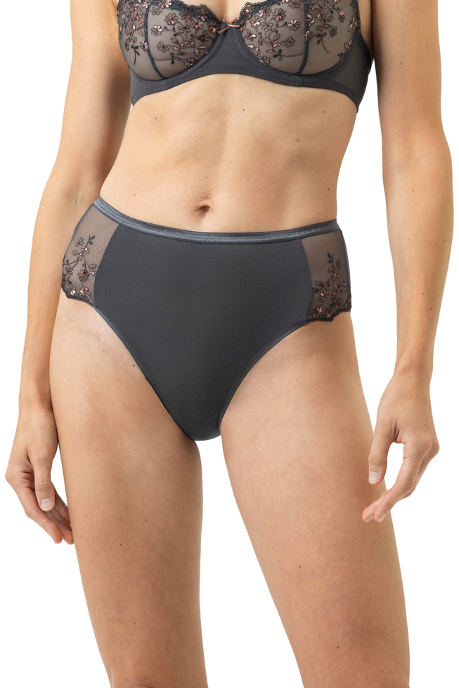  Женские высокие трусы-слипы с вышивкой  1