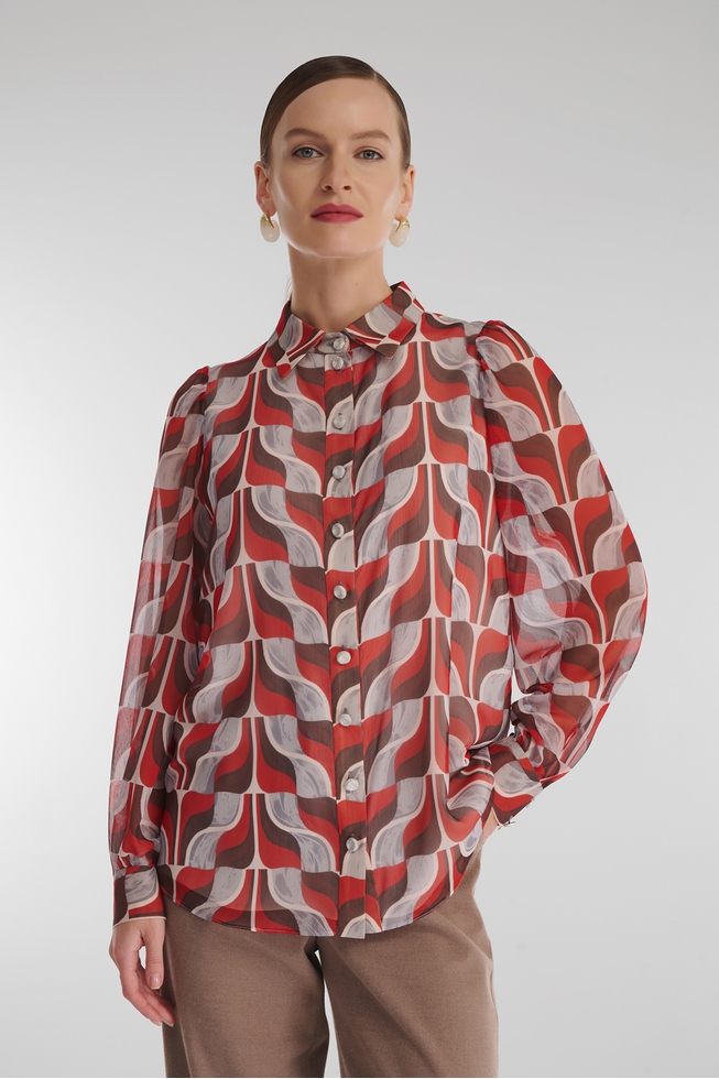 Блузка с длинным рукавом и принтом  1