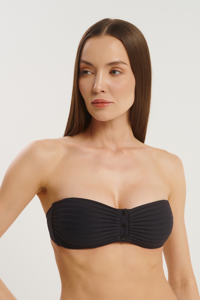 Чёрный купальный лиф-бандо 2