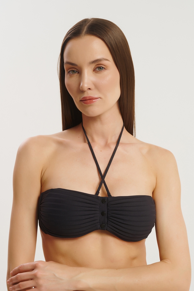 Чёрный купальный лиф-бандо 1