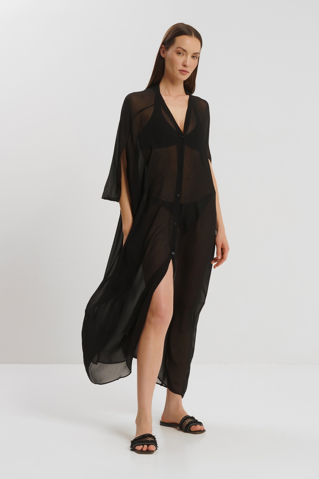 Чёрное длинное платье  1