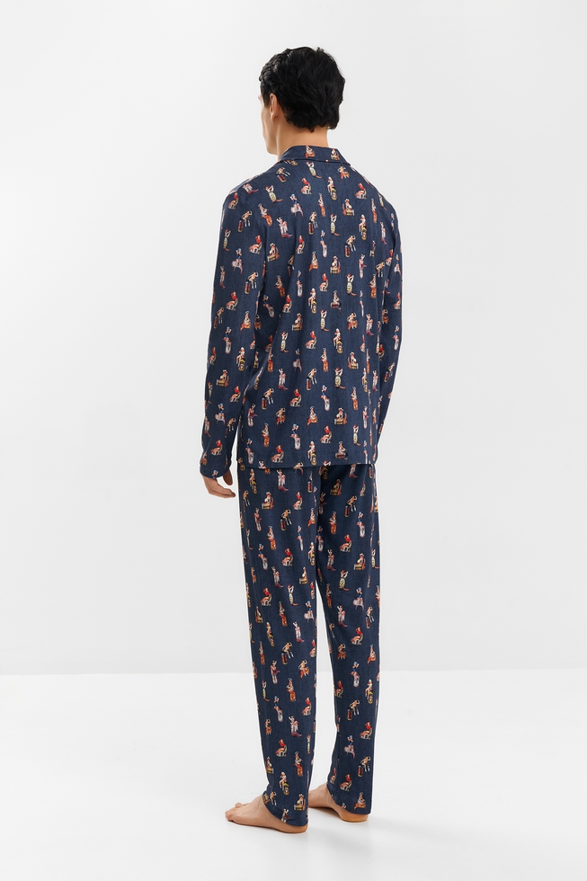  Мужская пижама с брюками с рисунком из хлопка  2